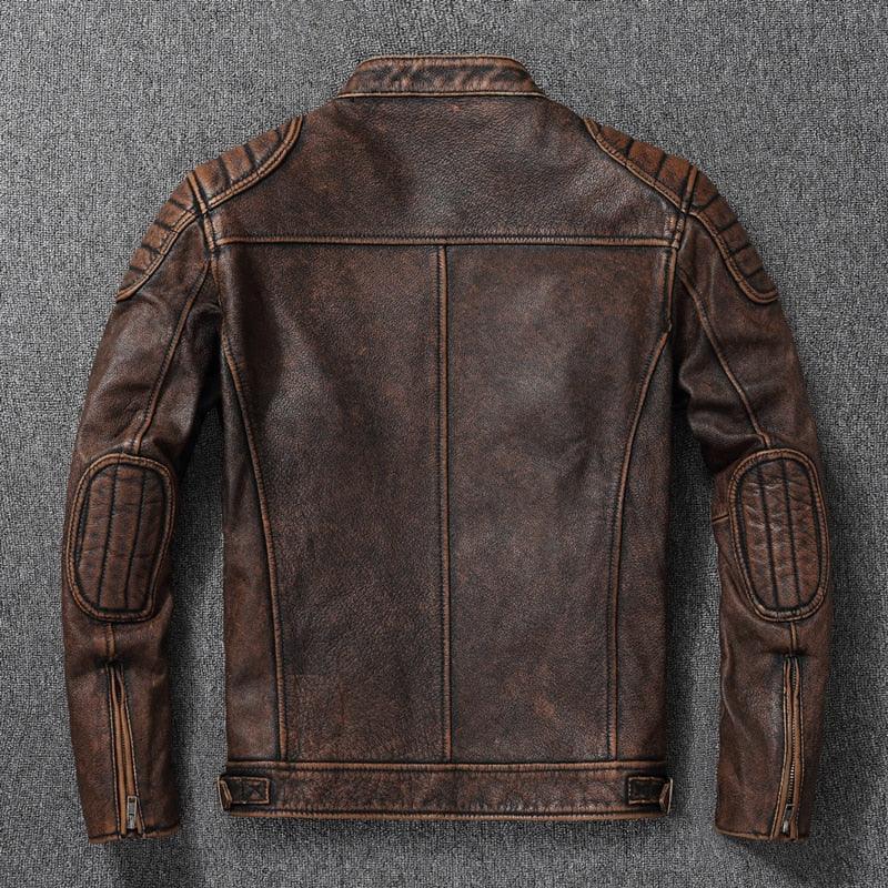 Vintage Brown Genuine Leather Jacket Men